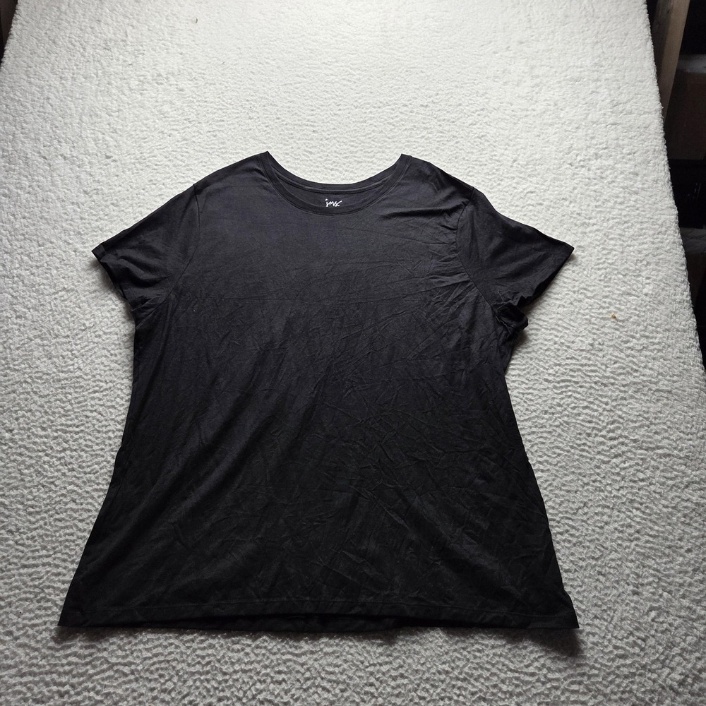 Just My Size Shirt Womens Plus 3X Black Crew Neck Short Sleeve Solid Top